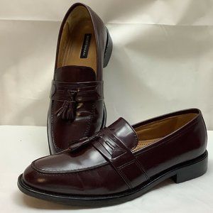 BOSTONIAN Men's 9.5 M Loafers Leather First Flex Cordovan Brown Tassel Shoes